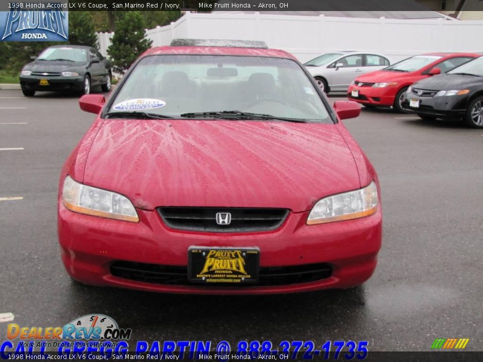 1998 Honda Accord LX V6 Coupe San Marino Red / Ivory Photo #4