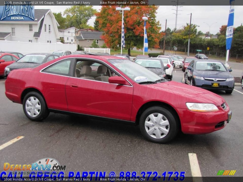 1998 Honda Accord LX V6 Coupe San Marino Red / Ivory Photo #6