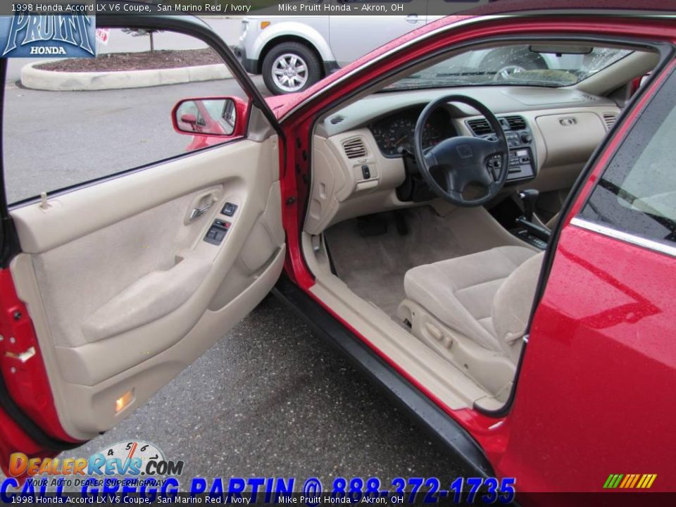 1998 Honda Accord LX V6 Coupe San Marino Red / Ivory Photo #11