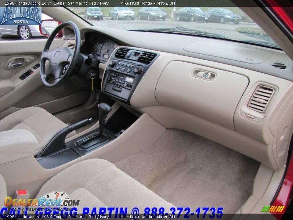 1998 Honda Accord LX V6 Coupe San Marino Red / Ivory Photo #15