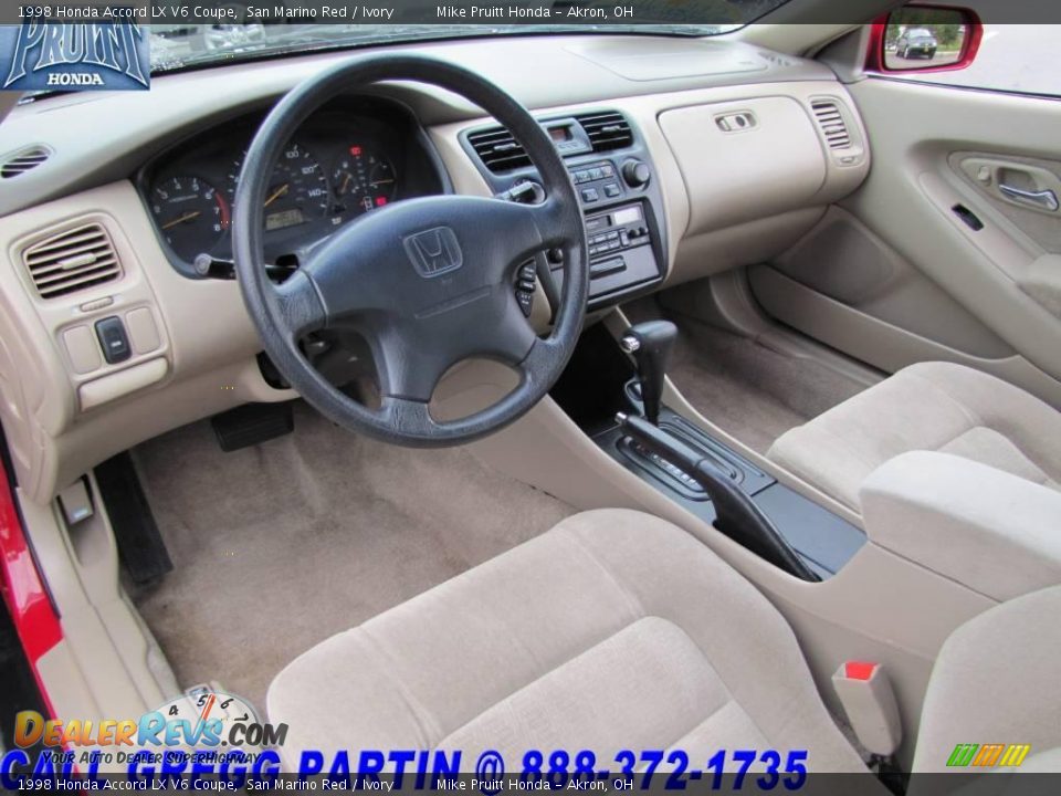 1998 Honda Accord LX V6 Coupe San Marino Red / Ivory Photo #16