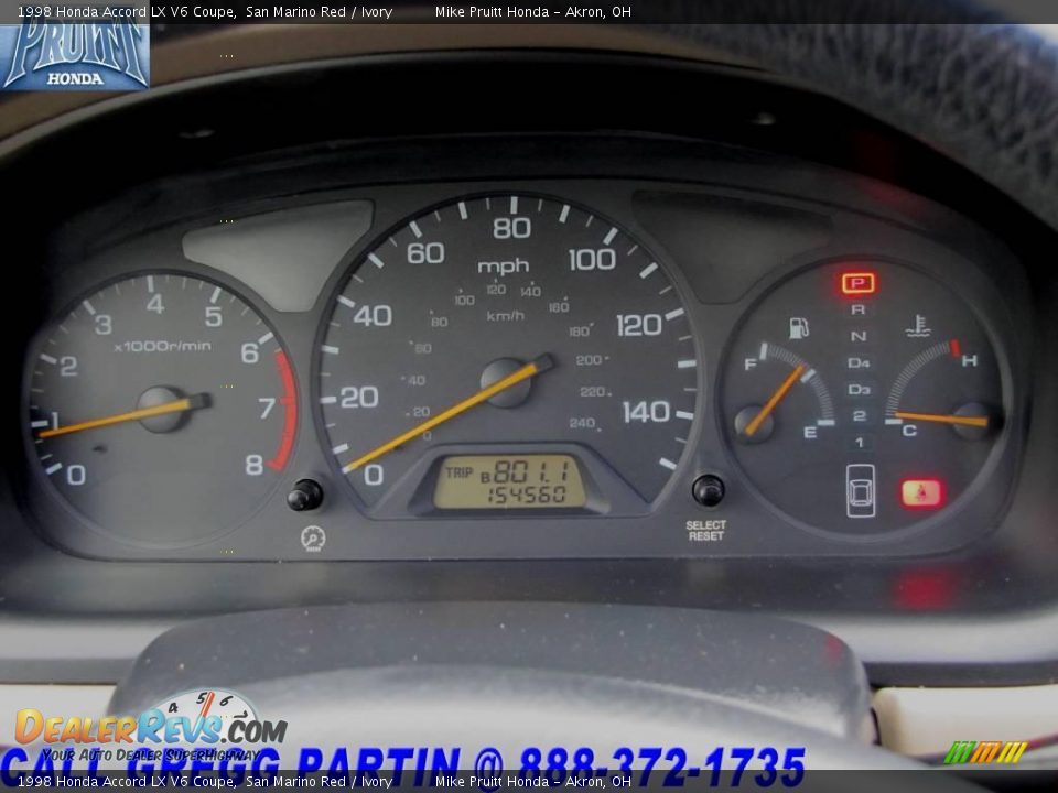 1998 Honda Accord LX V6 Coupe San Marino Red / Ivory Photo #17