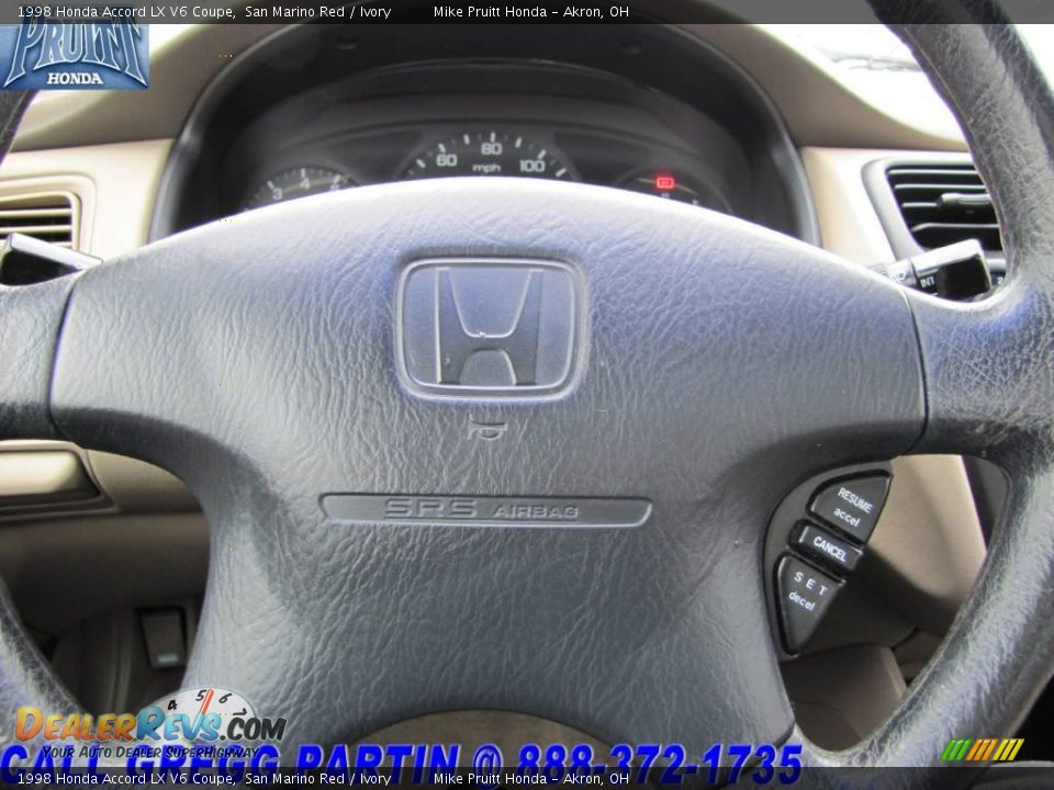 1998 Honda Accord LX V6 Coupe San Marino Red / Ivory Photo #18