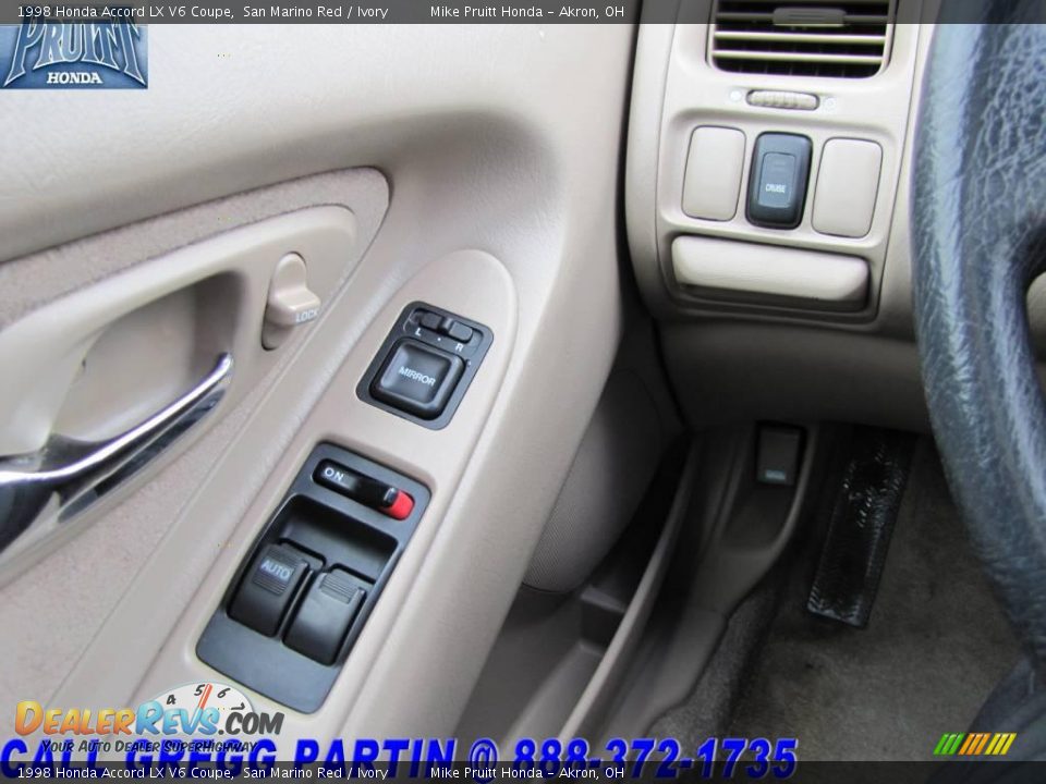 1998 Honda Accord LX V6 Coupe San Marino Red / Ivory Photo #19