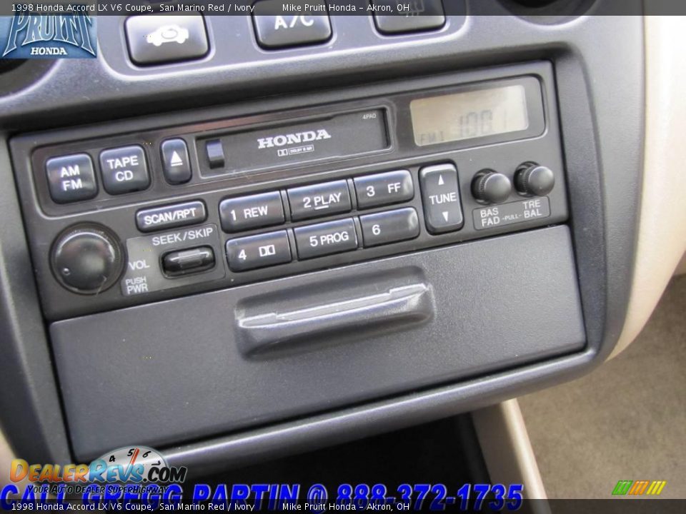 1998 Honda Accord LX V6 Coupe San Marino Red / Ivory Photo #21