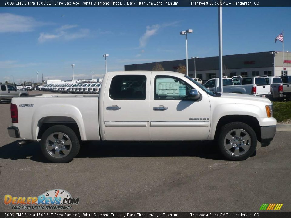 2009 GMC Sierra 1500 SLT Crew Cab 4x4 White Diamond Tricoat / Dark Titanium/Light Titanium Photo #3