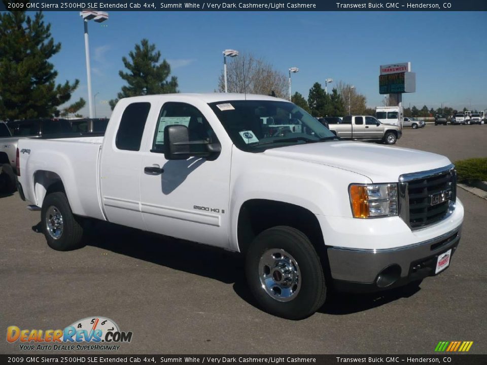 2009 GMC Sierra 2500HD SLE Extended Cab 4x4 Summit White / Very Dark Cashmere/Light Cashmere Photo #1