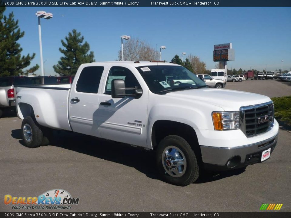 2009 GMC Sierra 3500HD SLE Crew Cab 4x4 Dually Summit White / Ebony Photo #1