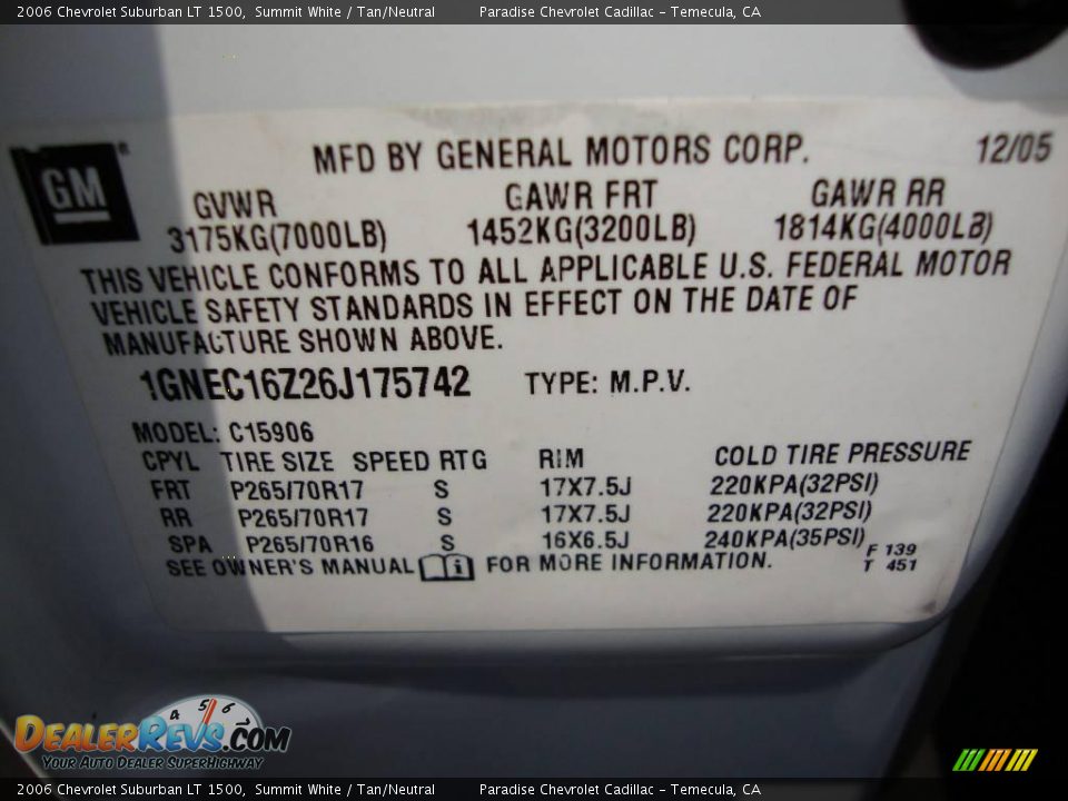 2006 Chevrolet Suburban LT 1500 Summit White / Tan/Neutral Photo #5