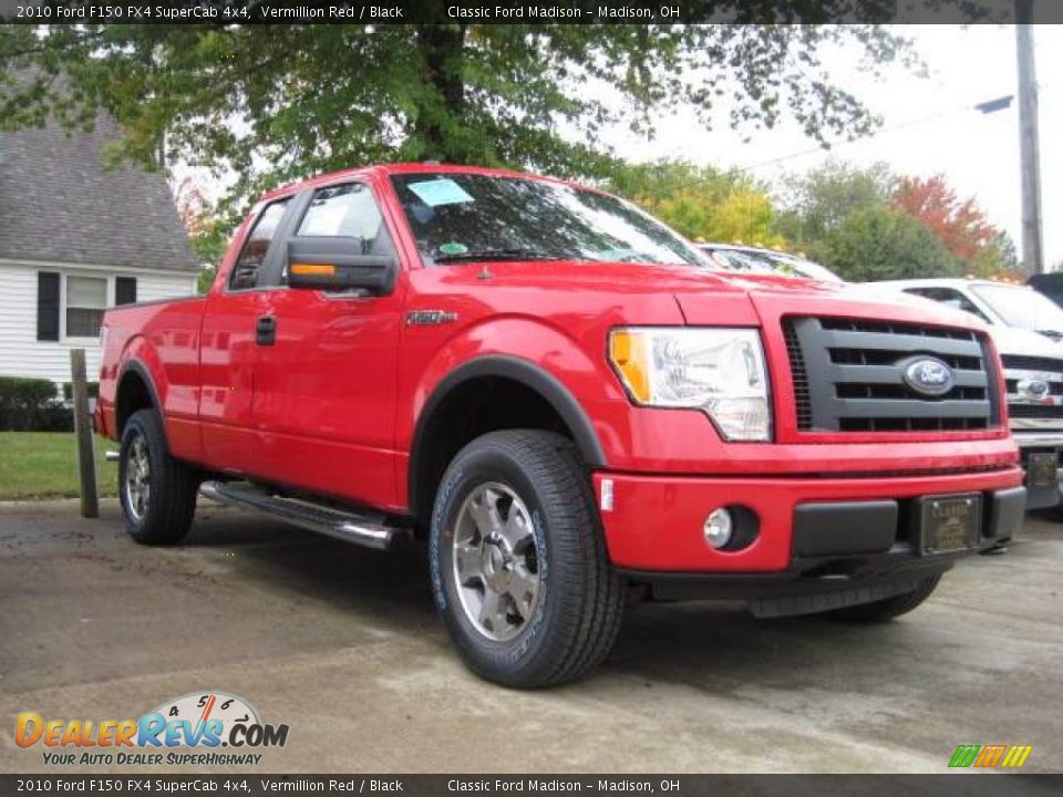 2010 Ford F150 FX4 SuperCab 4x4 Vermillion Red / Black Photo #3