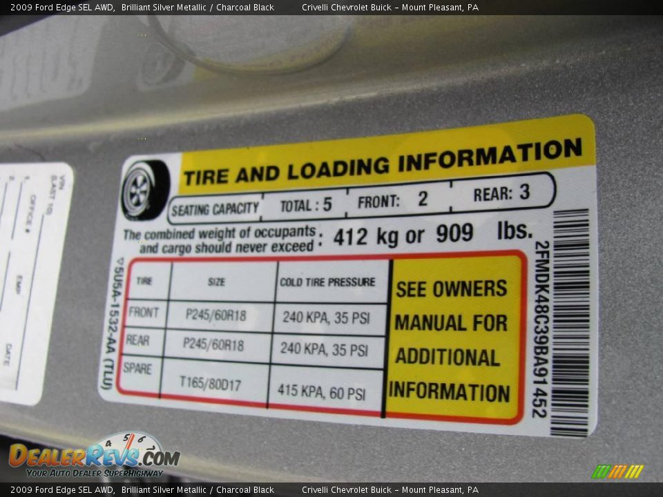 2009 Ford Edge SEL AWD Brilliant Silver Metallic / Charcoal Black Photo #34