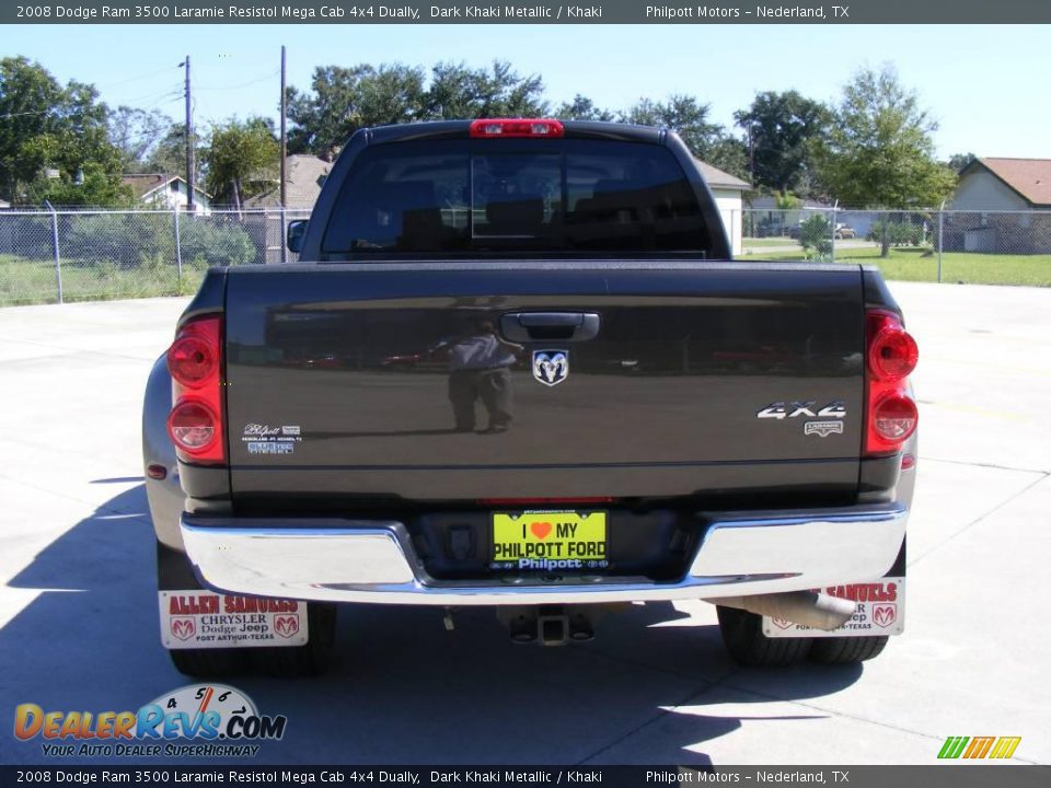 2008 Dodge Ram 3500 Laramie Resistol Mega Cab 4x4 Dually Dark Khaki Metallic / Khaki Photo #4