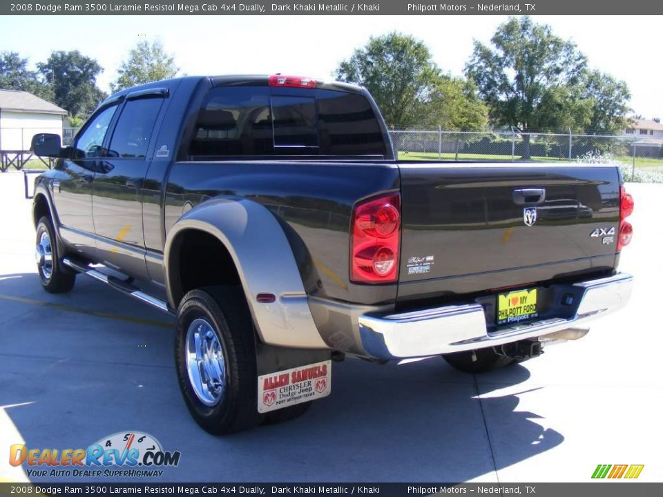 2008 Dodge Ram 3500 Laramie Resistol Mega Cab 4x4 Dually Dark Khaki Metallic / Khaki Photo #5