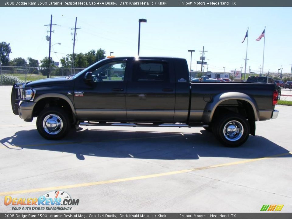 2008 Dodge Ram 3500 Laramie Resistol Mega Cab 4x4 Dually Dark Khaki Metallic / Khaki Photo #6