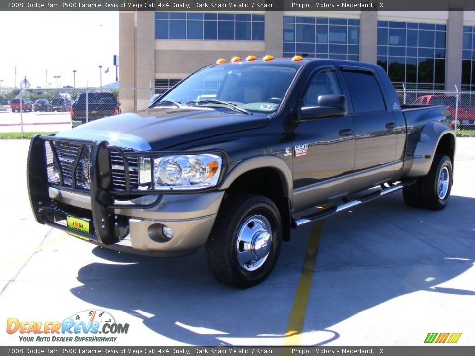 2008 Dodge Ram 3500 Laramie Resistol Mega Cab 4x4 Dually Dark Khaki Metallic / Khaki Photo #7