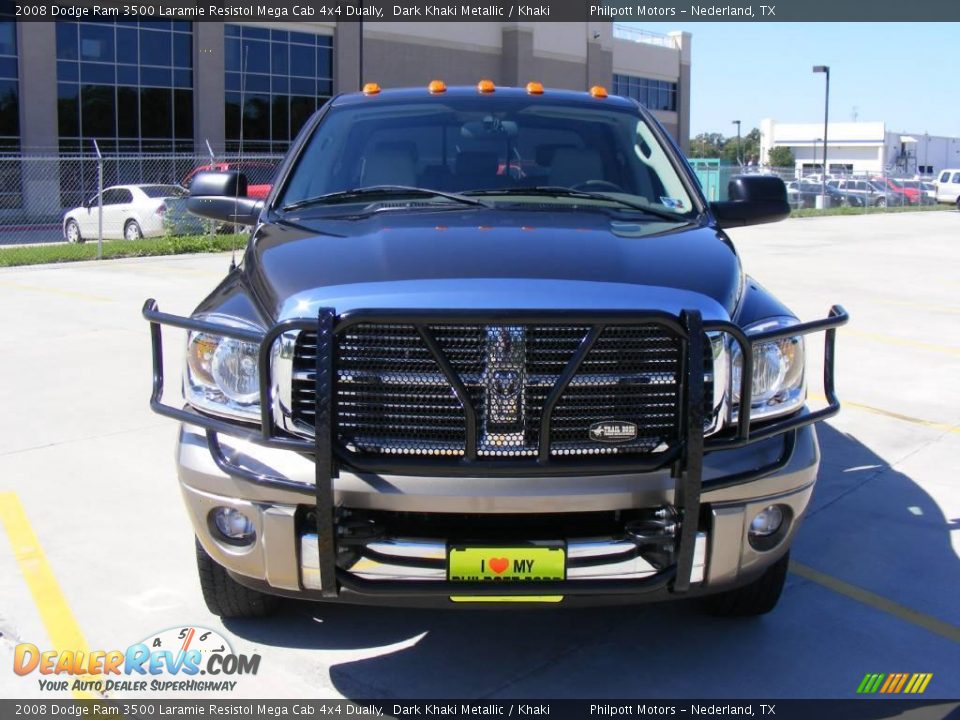 2008 Dodge Ram 3500 Laramie Resistol Mega Cab 4x4 Dually Dark Khaki Metallic / Khaki Photo #8