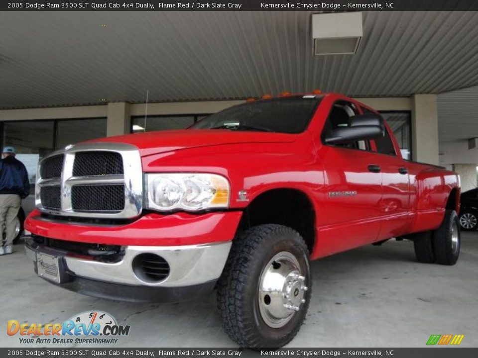 2005 Dodge Ram 3500 SLT Quad Cab 4x4 Dually Flame Red / Dark Slate Gray Photo #8