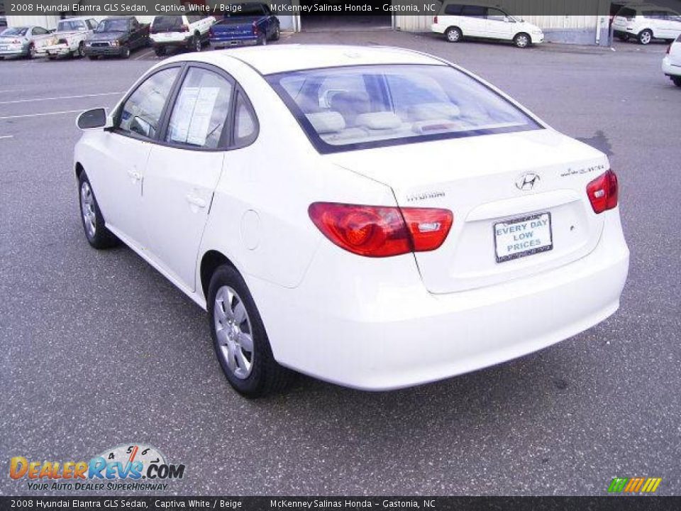 2008 Hyundai Elantra GLS Sedan Captiva White / Beige Photo #2