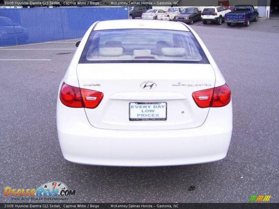 2008 Hyundai Elantra GLS Sedan Captiva White / Beige Photo #3