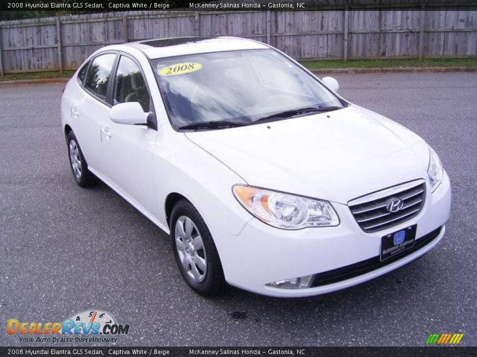2008 Hyundai Elantra GLS Sedan Captiva White / Beige Photo #5