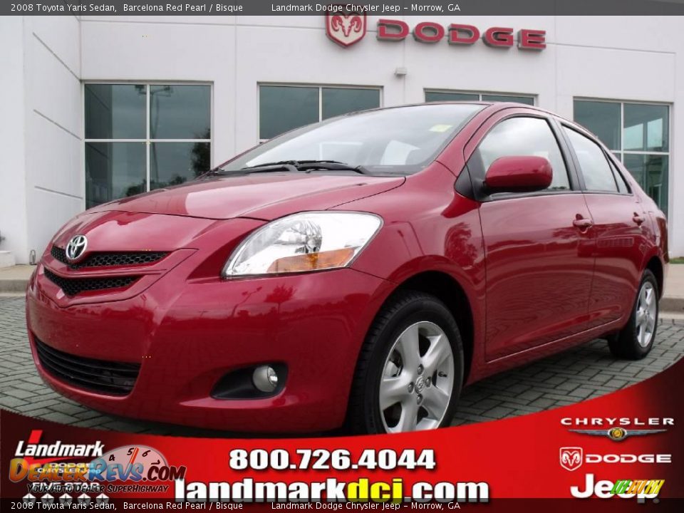 2008 Toyota Yaris Sedan Barcelona Red Pearl / Bisque Photo #1