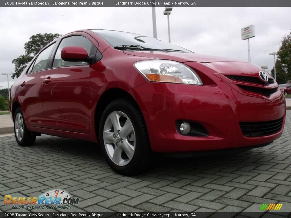 2008 Toyota Yaris Sedan Barcelona Red Pearl / Bisque Photo #7