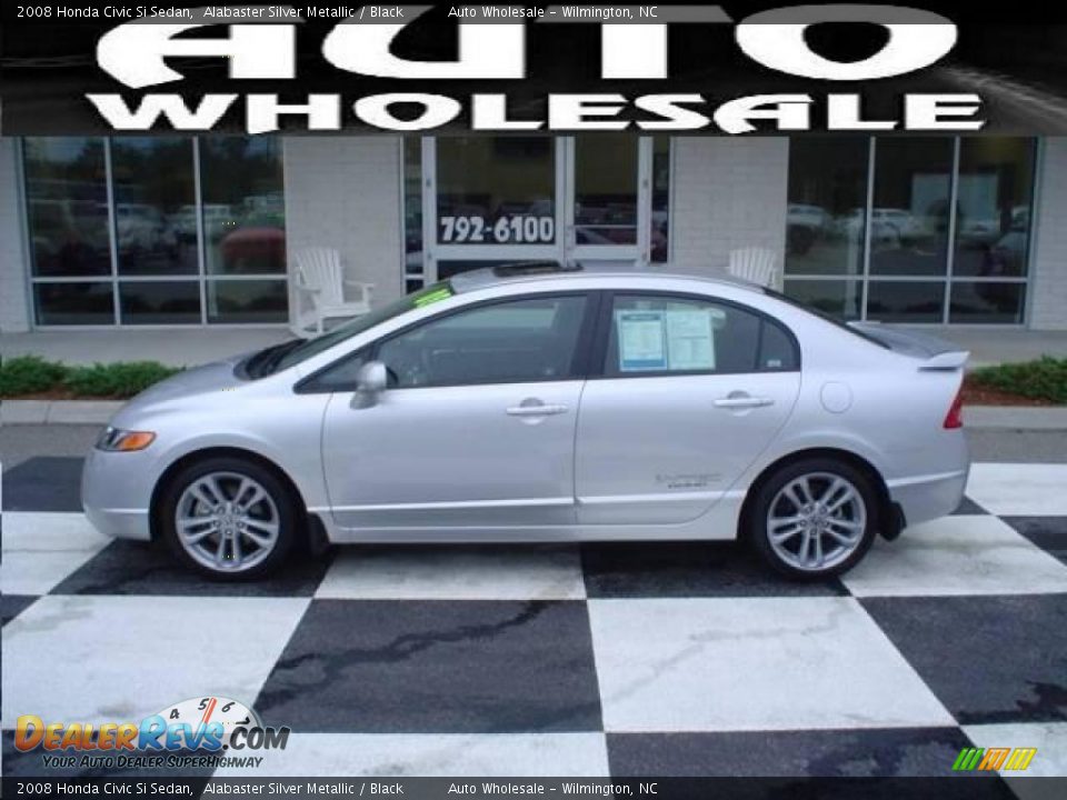 2008 Honda Civic Si Sedan Alabaster Silver Metallic / Black Photo #1