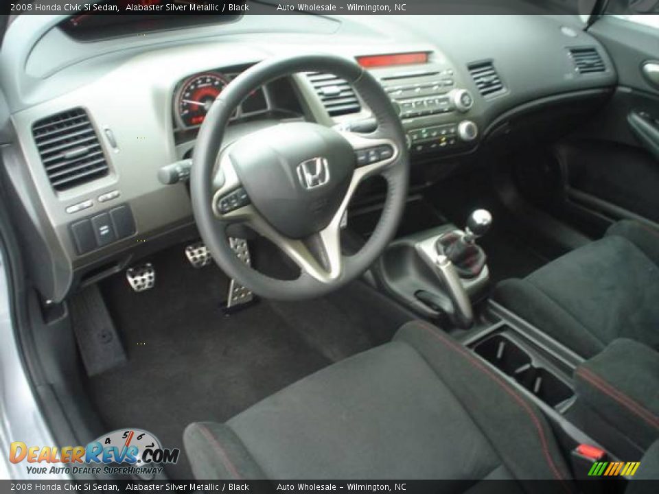 2008 Honda Civic Si Sedan Alabaster Silver Metallic / Black Photo #9