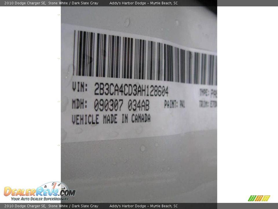 2010 Dodge Charger SE Stone White / Dark Slate Gray Photo #27