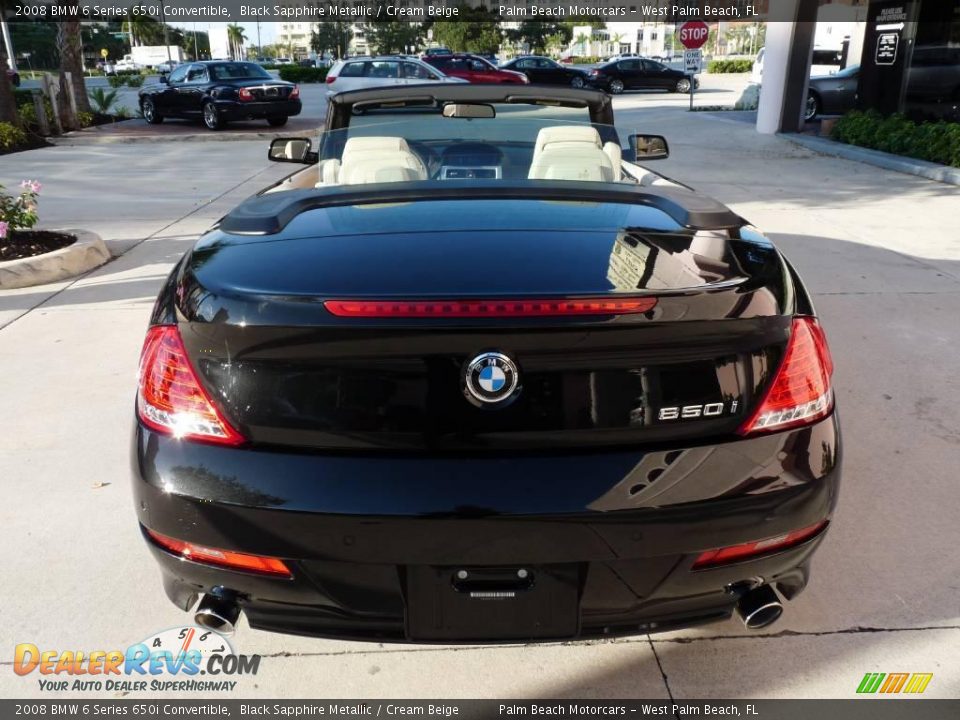 2008 BMW 6 Series 650i Convertible Black Sapphire Metallic / Cream Beige Photo #5