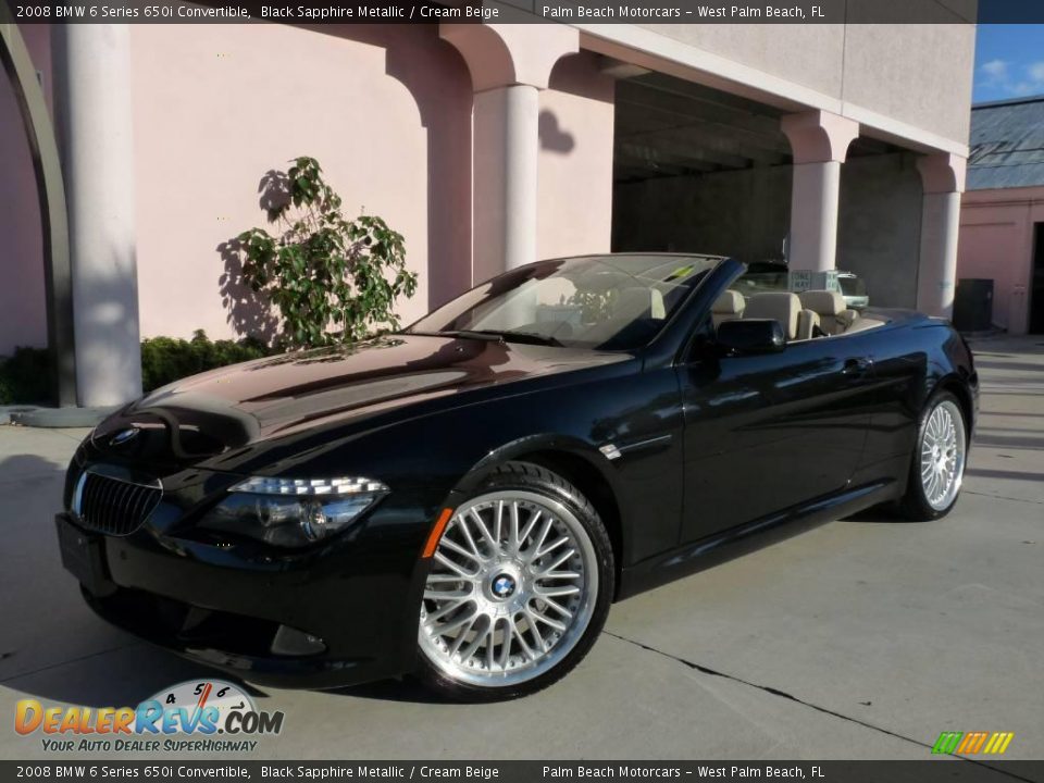 2008 BMW 6 Series 650i Convertible Black Sapphire Metallic / Cream Beige Photo #9