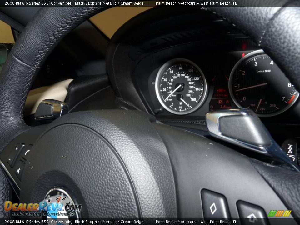 2008 BMW 6 Series 650i Convertible Black Sapphire Metallic / Cream Beige Photo #28