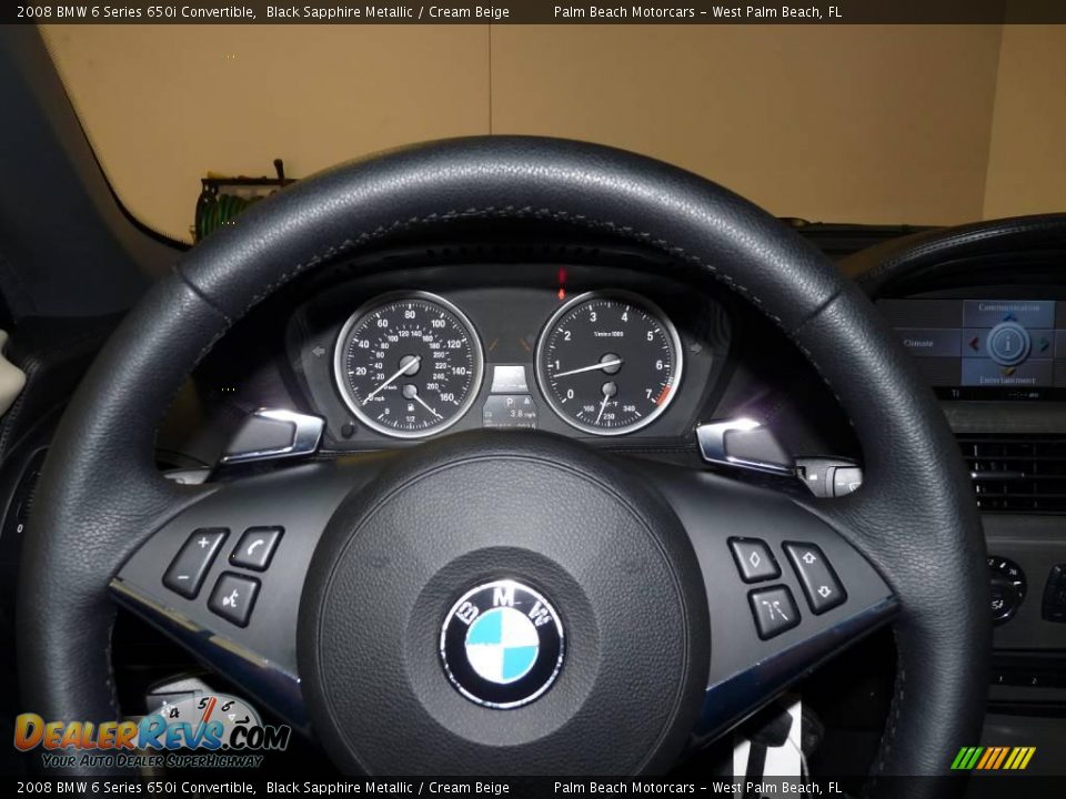 2008 BMW 6 Series 650i Convertible Black Sapphire Metallic / Cream Beige Photo #29