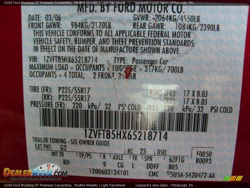 2006 Ford Mustang GT Premium Convertible Redfire Metallic / Light Parchment Photo #13