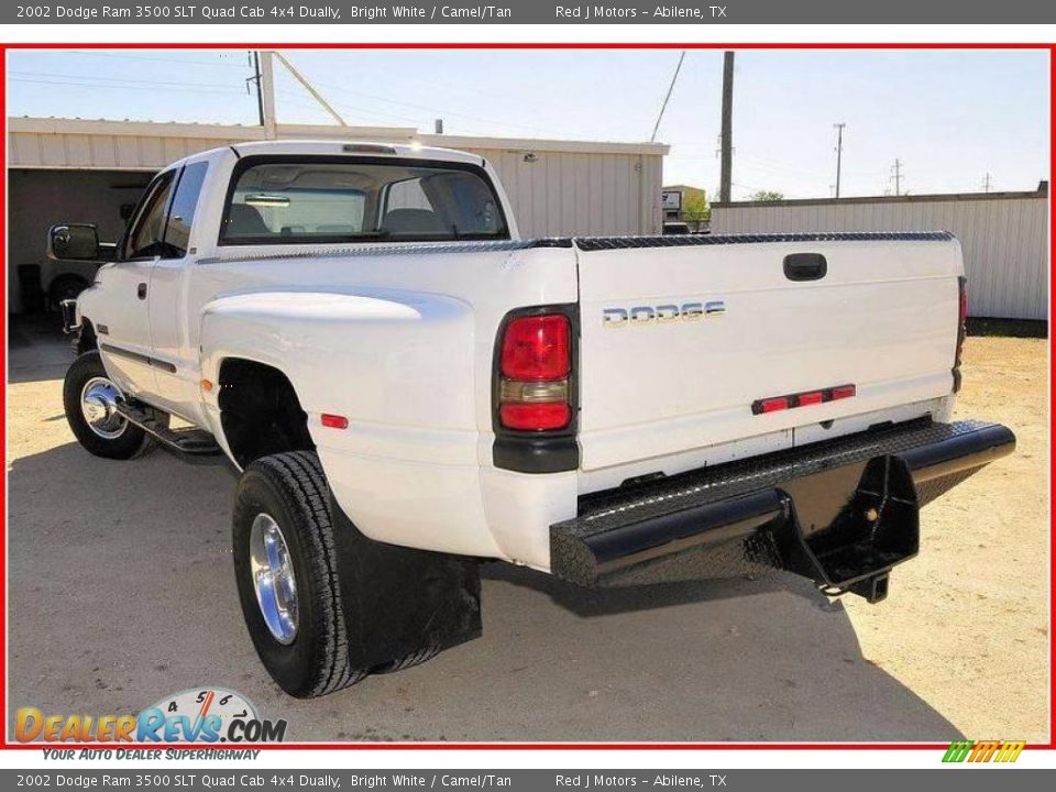 2002 Dodge Ram 3500 SLT Quad Cab 4x4 Dually Bright White / Camel/Tan Photo #3