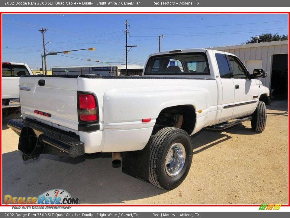 2002 Dodge Ram 3500 SLT Quad Cab 4x4 Dually Bright White / Camel/Tan Photo #6