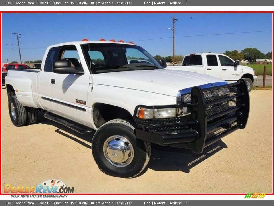 2002 Dodge Ram 3500 SLT Quad Cab 4x4 Dually Bright White / Camel/Tan Photo #8