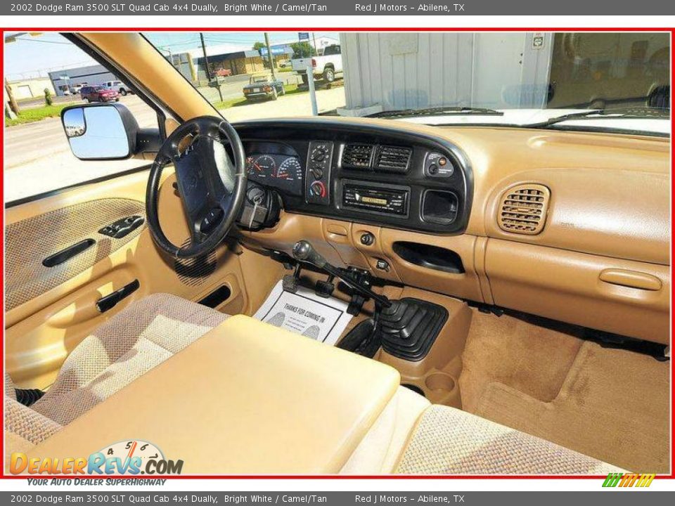 2002 Dodge Ram 3500 SLT Quad Cab 4x4 Dually Bright White / Camel/Tan Photo #24