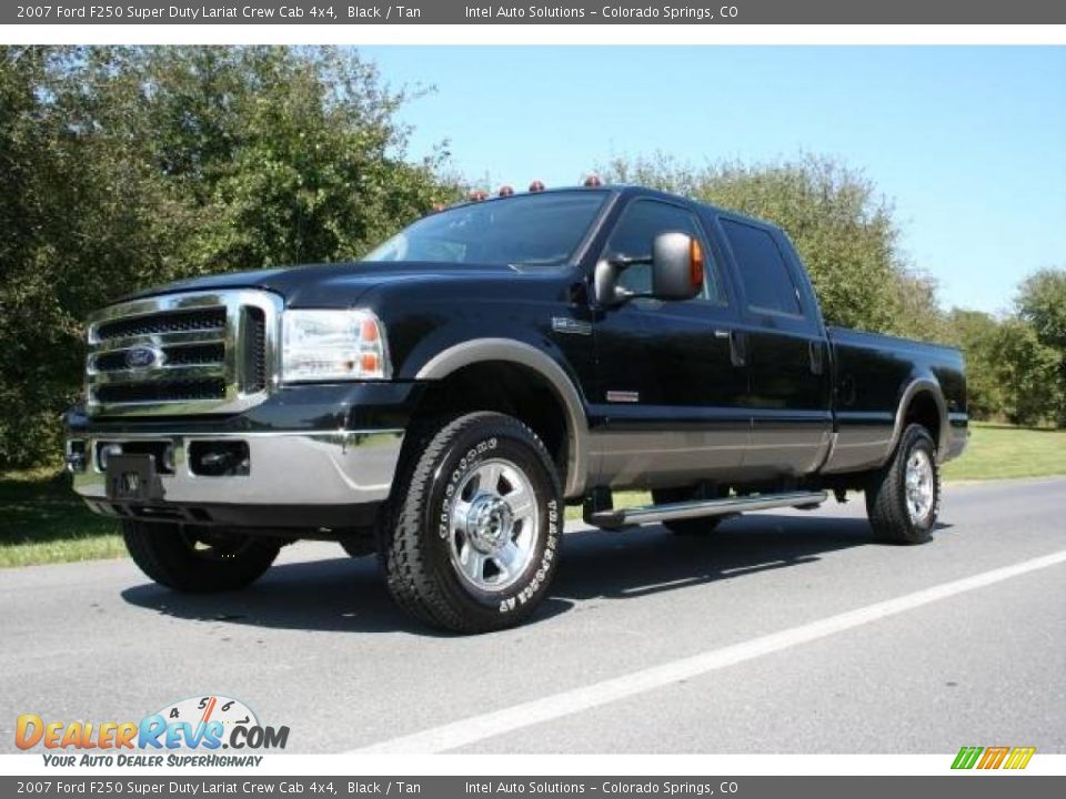 2007 Ford F250 Super Duty Lariat Crew Cab 4x4 Black / Tan Photo #2