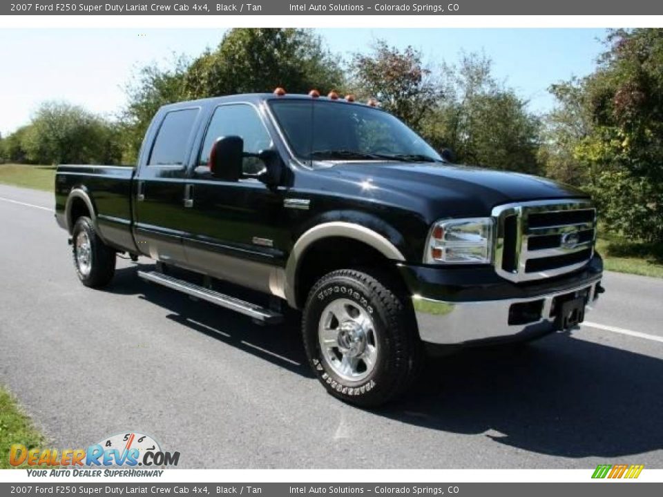 2007 Ford F250 Super Duty Lariat Crew Cab 4x4 Black / Tan Photo #3