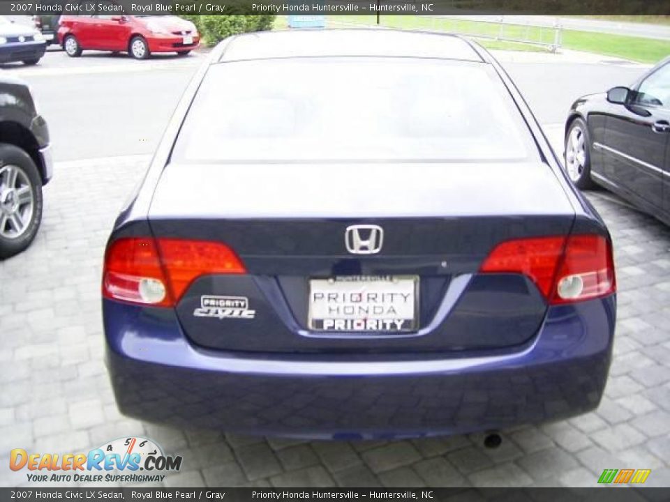 2007 Honda Civic LX Sedan Royal Blue Pearl / Gray Photo #3