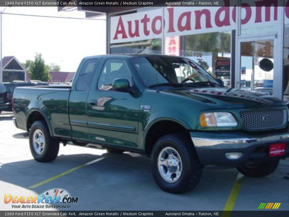 1999 Ford F150 XLT Extended Cab 4x4 Amazon Green Metallic / Medium Graphite Photo #2