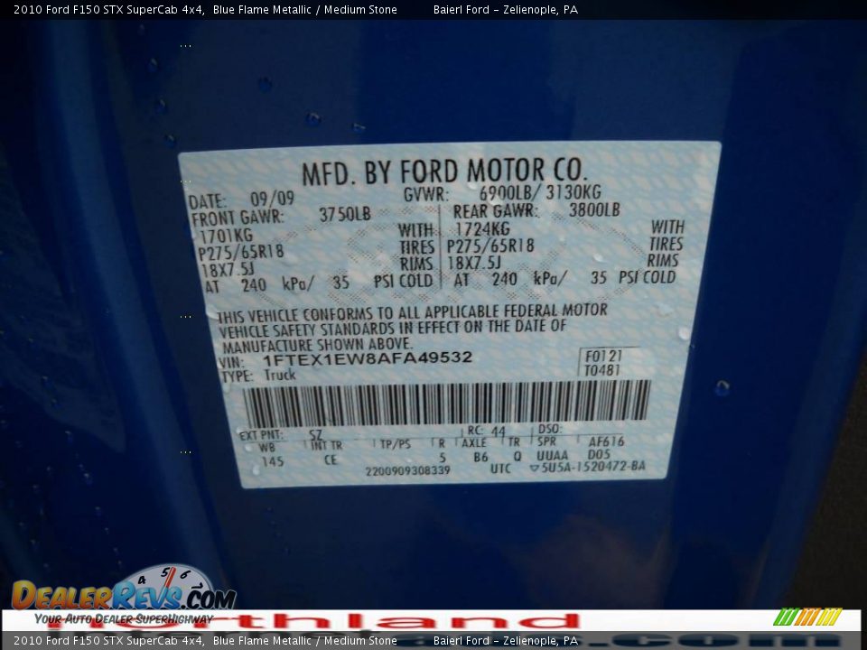 2010 Ford F150 STX SuperCab 4x4 Blue Flame Metallic / Medium Stone Photo #12