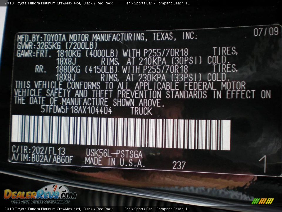 2010 Toyota Tundra Platinum CrewMax 4x4 Black / Red Rock Photo #30