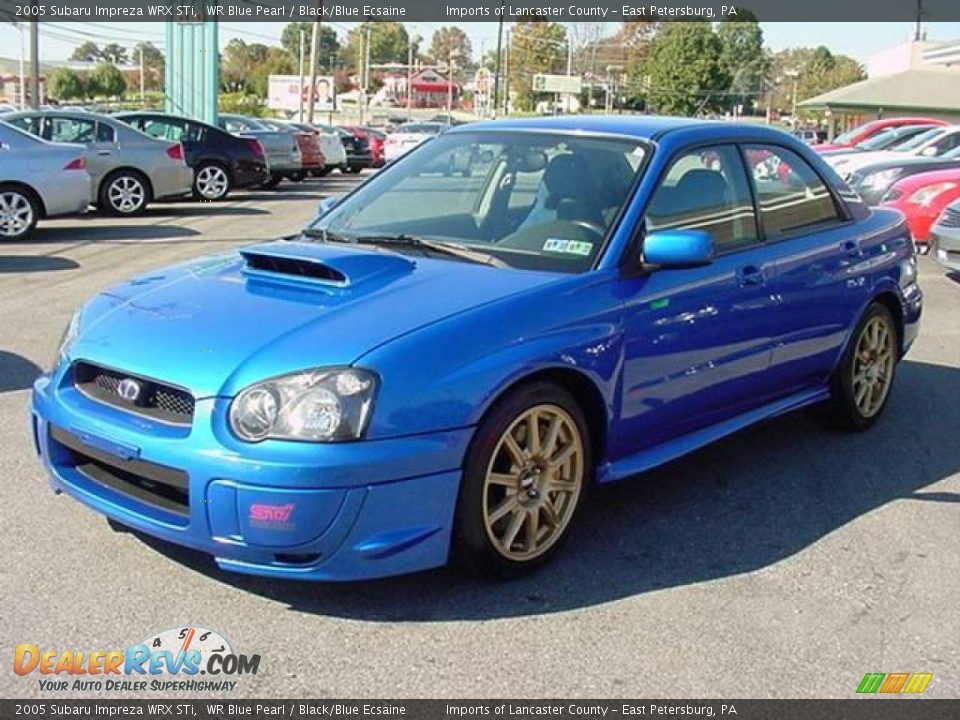 2005 Subaru Impreza WRX STi WR Blue Pearl / Black/Blue Ecsaine Photo #3