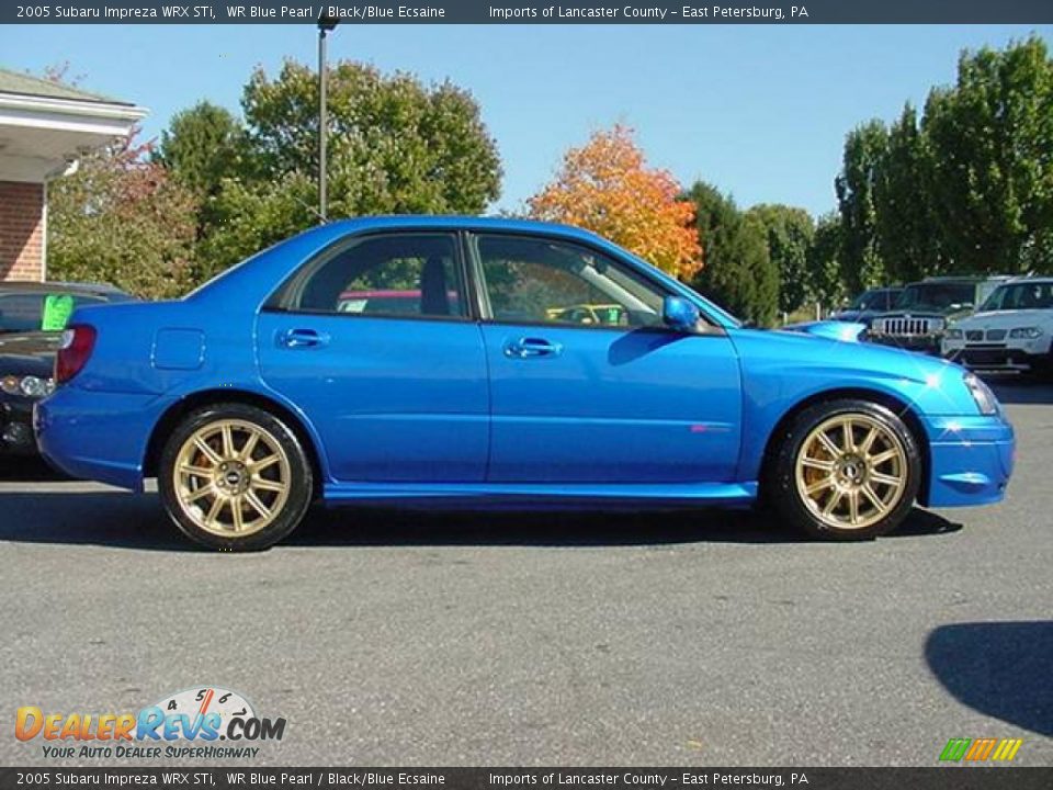 2005 Subaru Impreza WRX STi WR Blue Pearl / Black/Blue Ecsaine Photo #6