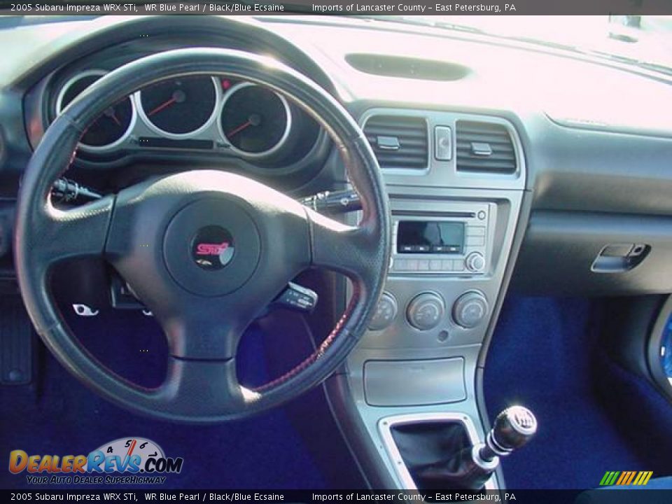 2005 Subaru Impreza WRX STi WR Blue Pearl / Black/Blue Ecsaine Photo #8