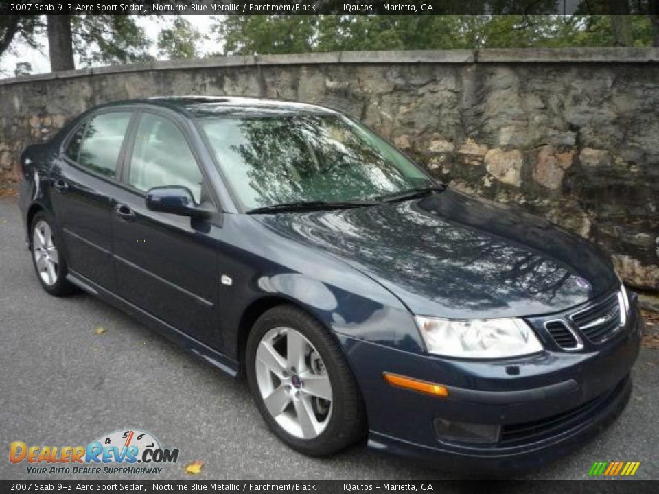 2007 Saab 9-3 Aero Sport Sedan Nocturne Blue Metallic / Parchment/Black Photo #1