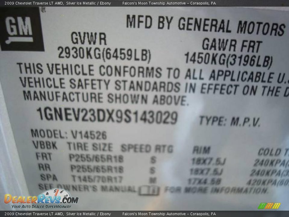 2009 Chevrolet Traverse LT AWD Silver Ice Metallic / Ebony Photo #14
