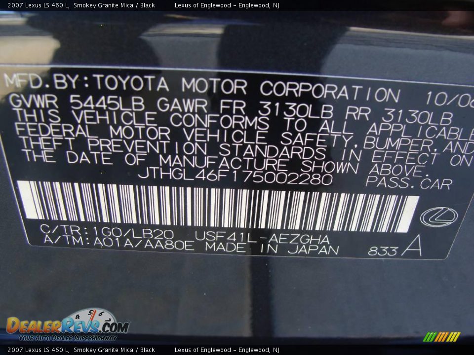 2007 Lexus LS 460 L Smokey Granite Mica / Black Photo #16